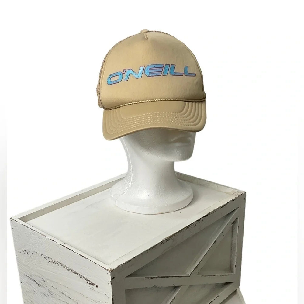 O Neill Beige Surf Wear Board Surfing Trucker Snapback Baseball Cap Hat